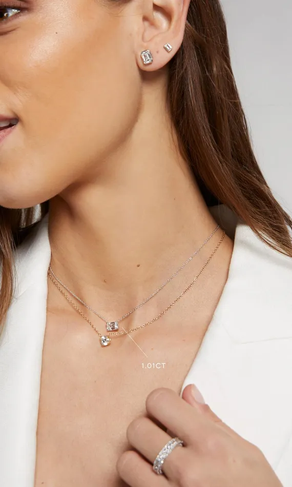Generation Love Clothing Fine Jewelry Cherie Emerald Cut East West Pendant 101 Carat White Gold 8211 Women