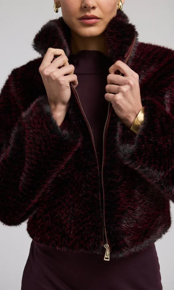 Generation Love Clothing Outerwear Roxi Faux Fur Bomber Blackwine 8211 Women