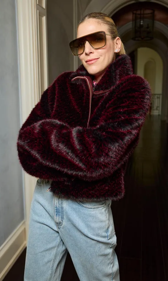 Generation Love Clothing Outerwear Roxi Faux Fur Bomber Blackwine 8211 Women
