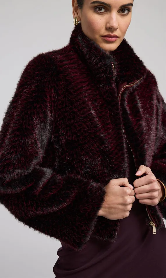 Generation Love Clothing Outerwear Roxi Faux Fur Bomber Blackwine 8211 Women