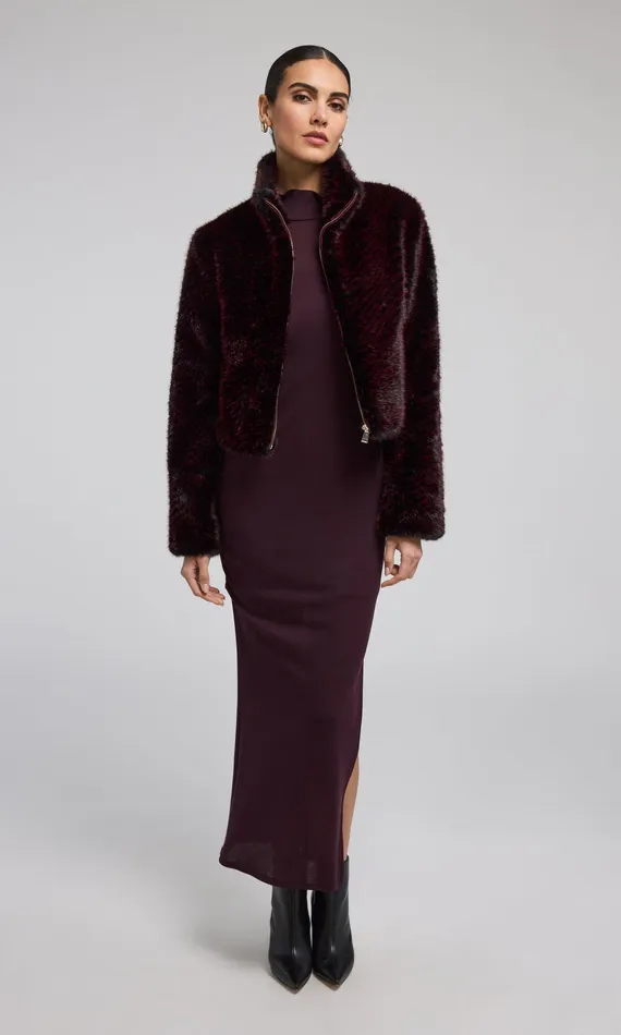 Generation Love Clothing Outerwear Roxi Faux Fur Bomber Blackwine 8211 Women