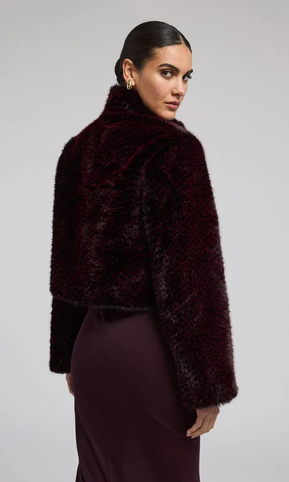 Generation Love Clothing Outerwear Roxi Faux Fur Bomber Blackwine 8211 Women