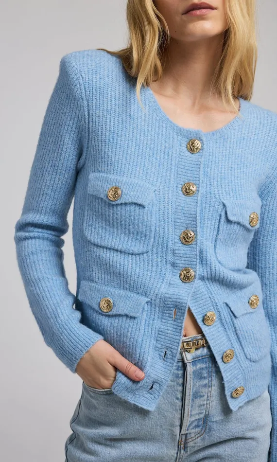 Generation Love Clothing Sweaters and Sweatshirts Ellison Rib Cardigan Blue 8211 Women