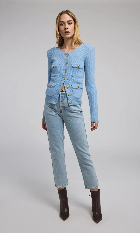 Generation Love Clothing Sweaters and Sweatshirts Ellison Rib Cardigan Blue 8211 Women
