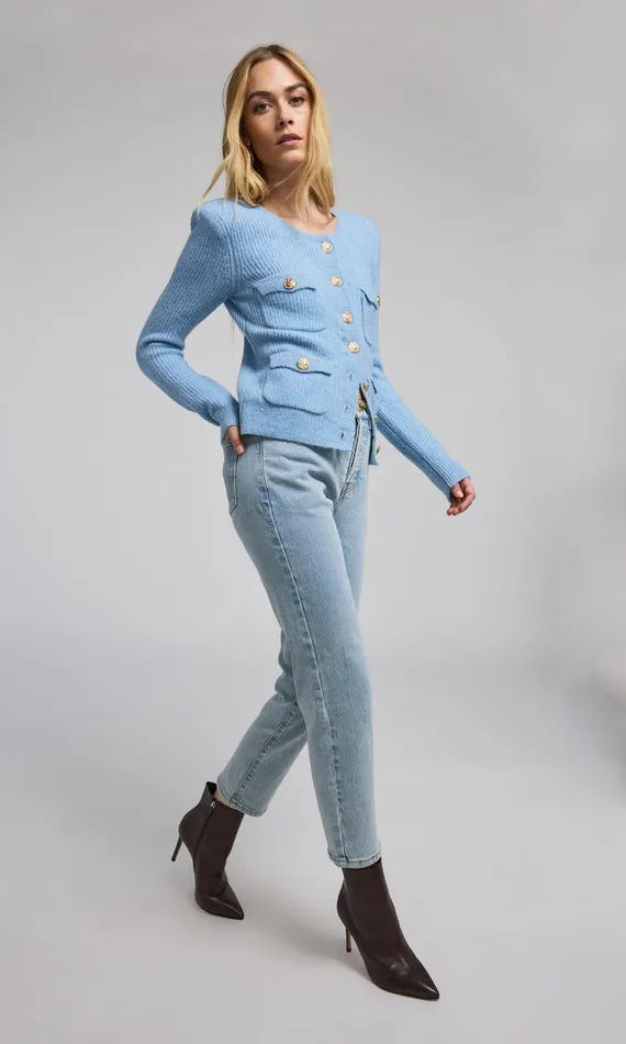 Generation Love Clothing Sweaters and Sweatshirts Ellison Rib Cardigan Blue 8211 Women