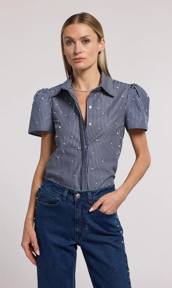 Generation Love Clothing Tops Murphy Pearl Embellished Pinstripe Shirt Navywhite 8211 Women Generation Love Clothing Tops Murphy Pearl Embellished Pinstripe Shirt Navywhite 8211 Women