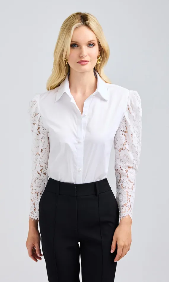 Generation Love Clothing Tops Pamela Lace Combo Shirt White 8211 Women