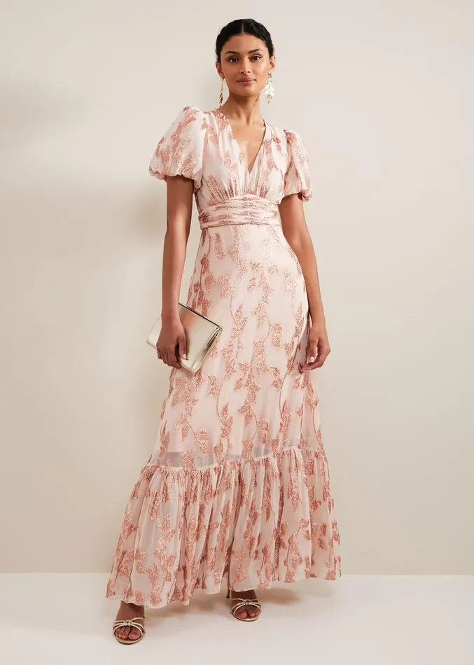 Genette Jacquard Maxi Dress Pale Pink Women Phase Eight Dresses