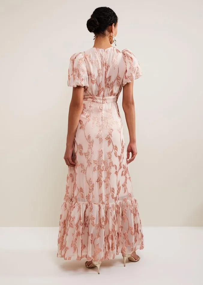 Genette Jacquard Maxi Dress Pale Pink Women Phase Eight Dresses