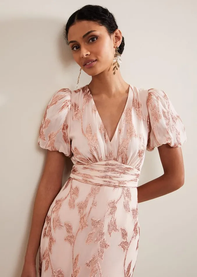 Genette Jacquard Maxi Dress Pale Pink Women Phase Eight Dresses
