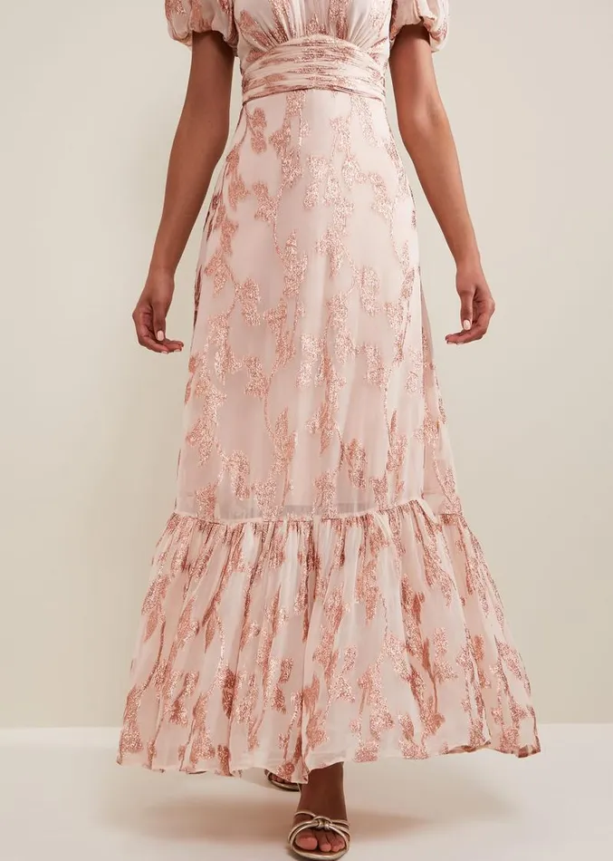 Genette Jacquard Maxi Dress Pale Pink Women Phase Eight Dresses