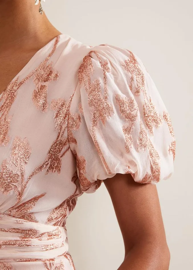 Genette Jacquard Maxi Dress Pale Pink Women Phase Eight Dresses