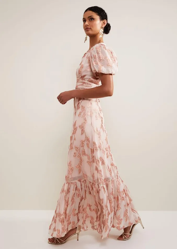 Genette Jacquard Maxi Dress Pale Pink Women Phase Eight Dresses