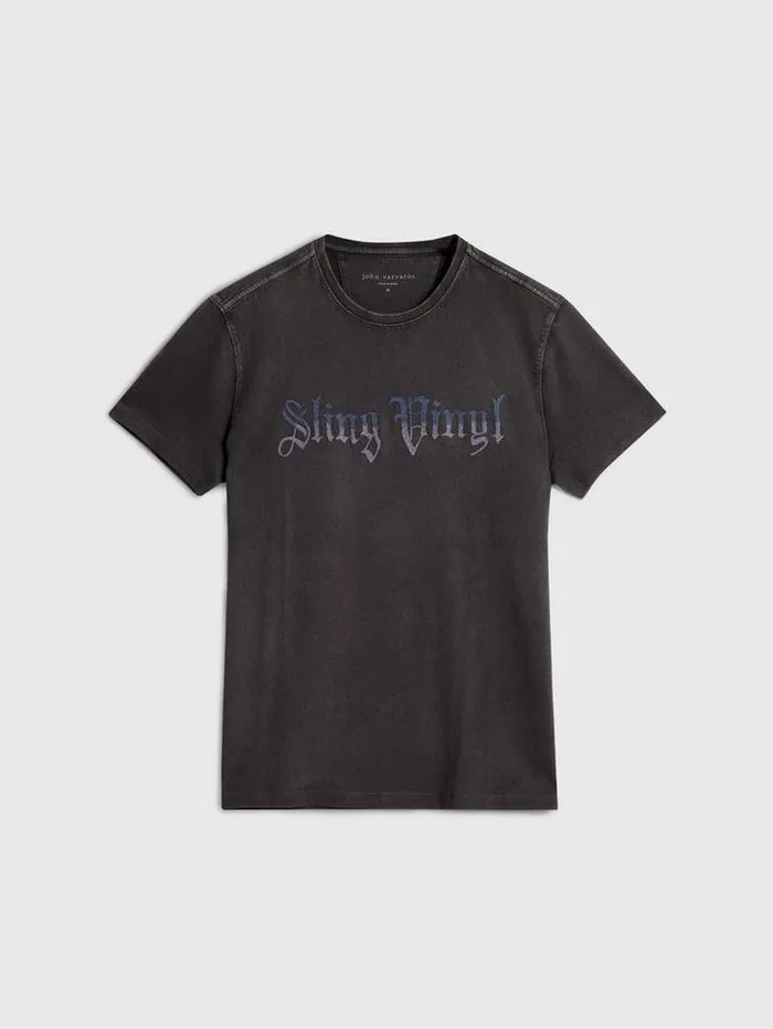 Graphic Tees Men John Varvatos SLING VINYL TEE Charcoal