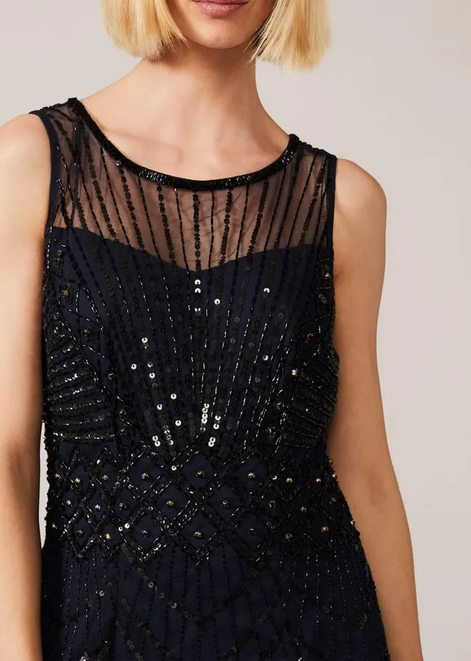 Greta Embellished Tulle Maxi Dress Navyblack Women Phase Eight Dresses