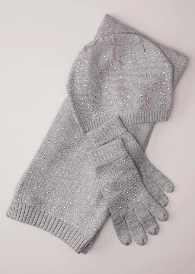 Grey Sparkly Beanie Pale Grey Women Phase Eight Fascinators and Hats