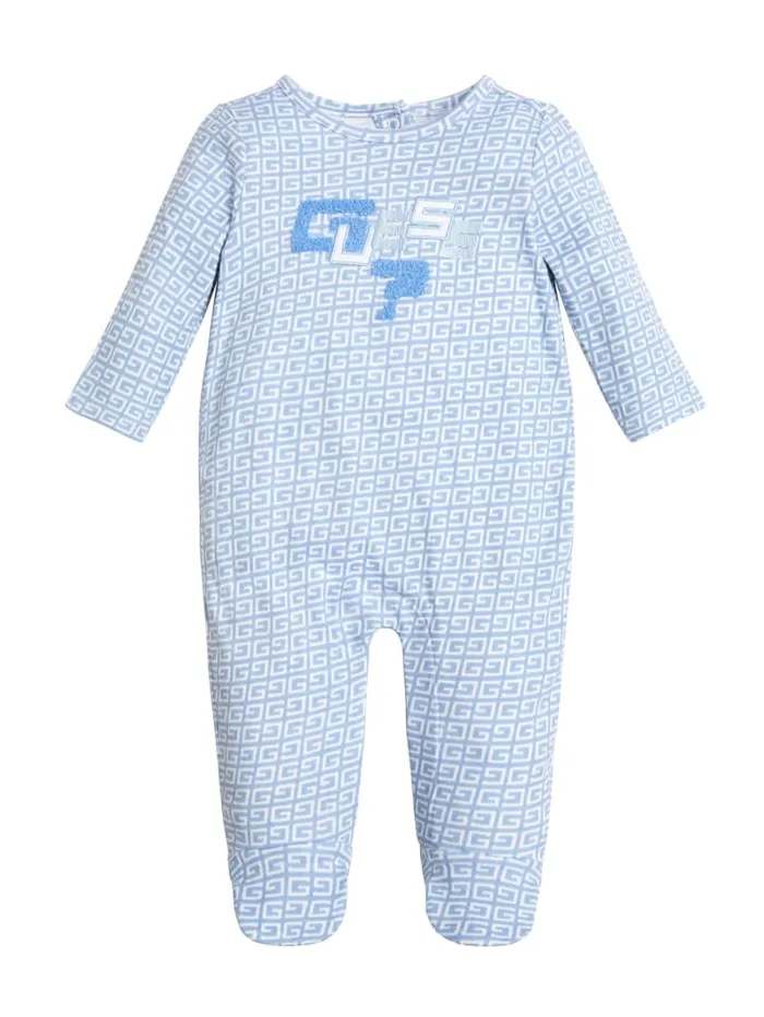 GUESS Baby Boy 0 24M Logo Printed Bodysuit 012M Blue 8211 Kids