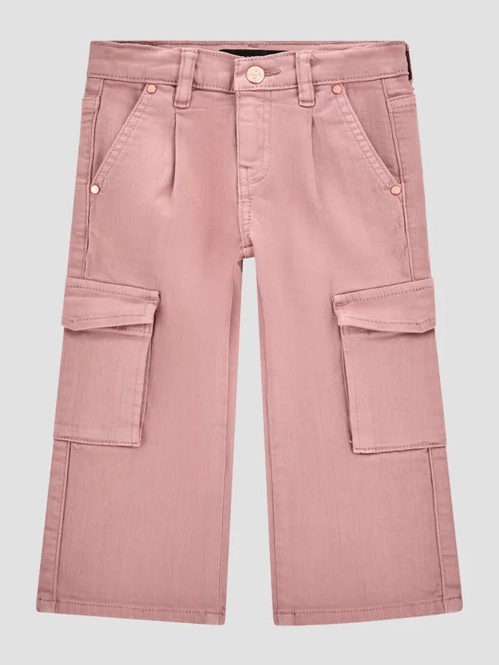 GUESS Baby Girl 0 24M Stretch Bull Denim Cargo Pants 12M7 Pink 8211 Kids