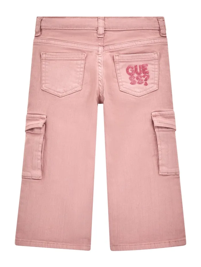 GUESS Baby Girl 0 24M Stretch Bull Denim Cargo Pants 12M7 Pink 8211 Kids