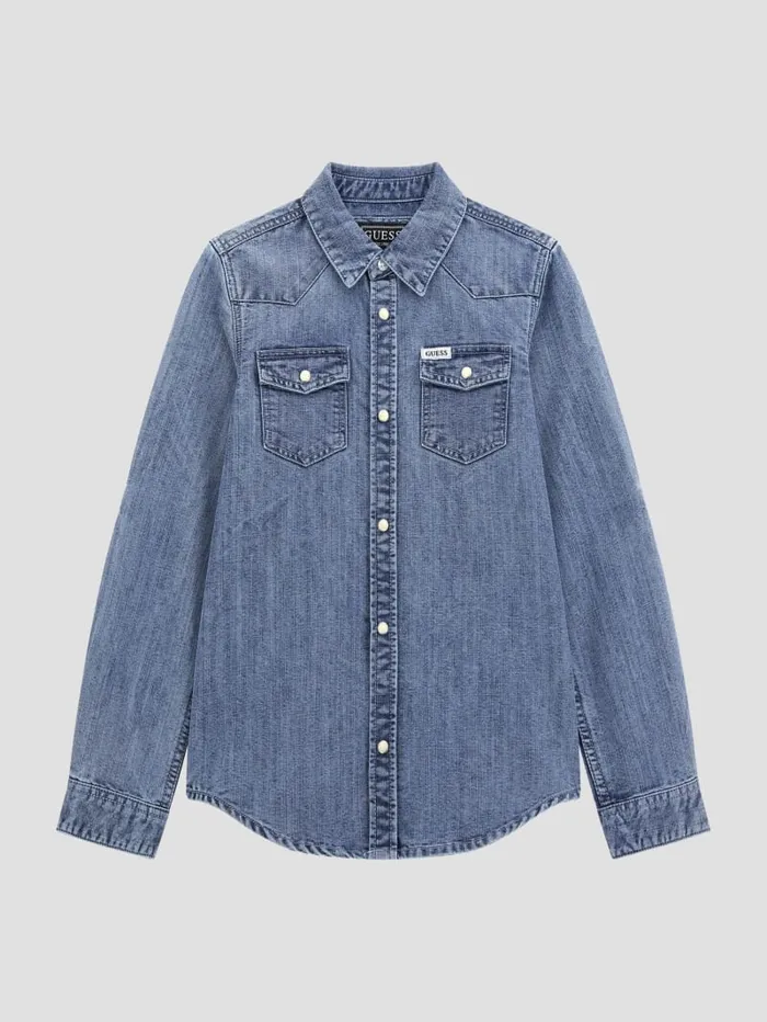GUESS Big Boy 7 14 Chambray Shirt 716 Blue 8211 Kids