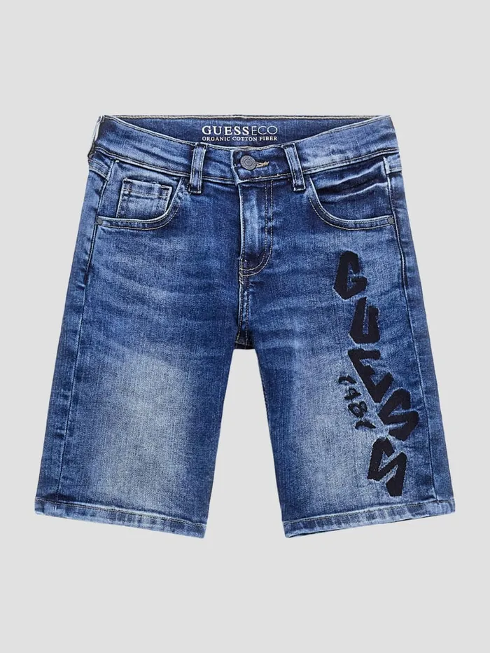 GUESS Big Boy 7 14 Eco Graffiti Denim Shorts 718 Blue 8211 Kids