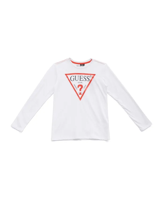 GUESS Big Boy 7 14 LongSleeve Logo Tee 714 Black 8211 Kids