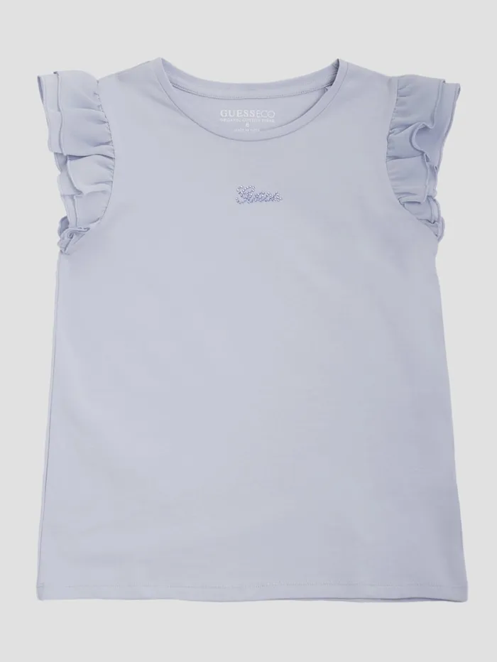 GUESS Big Girl 7 14 Eco Knit Logo Top 716 Blue 8211 Kids