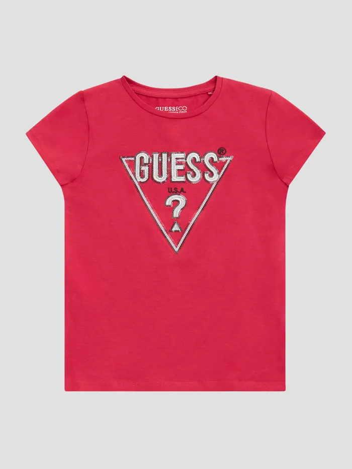 GUESS Big Girl 7 14 Eco Sequin Triangle Tee 716 Pink 8211 Kids