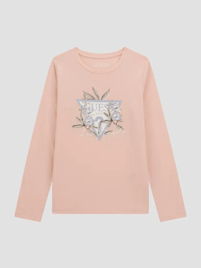 GUESS Big Girl 7 14 Glitter Signature Triangle Tee 716 Pink 8211 Kids