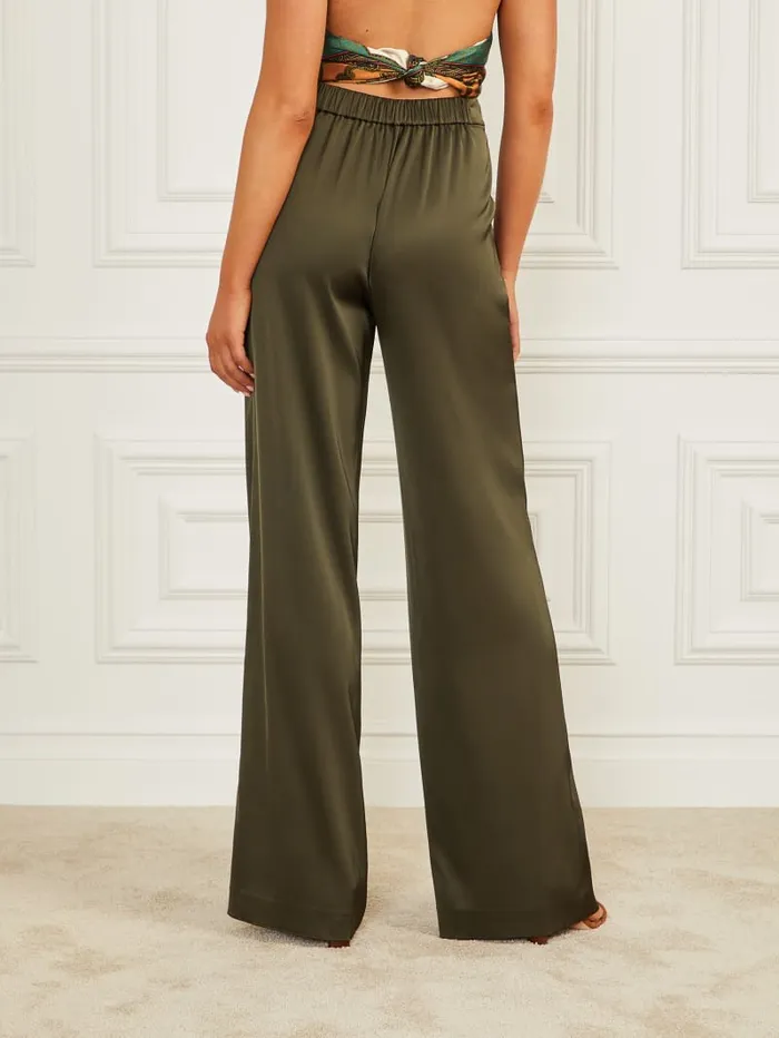 GUESS Bottoms Eco Josette Satin Pant Green 8211 Women