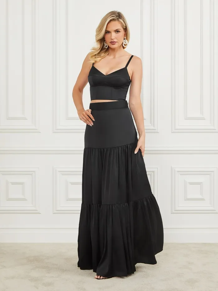 GUESS Bottoms Susanne Satin Maxi Skirt Black 8211 Women