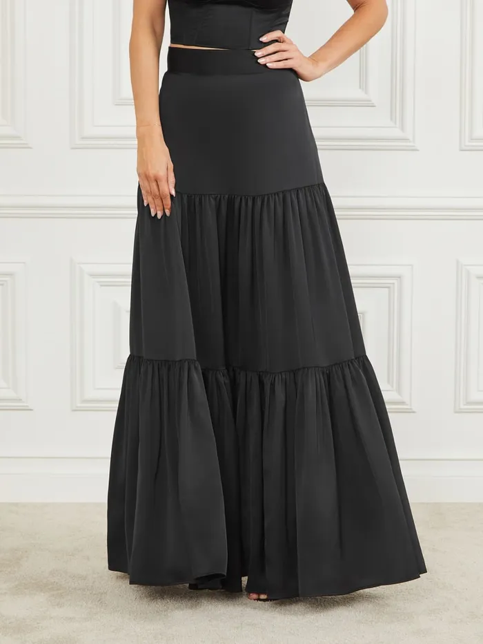 GUESS Bottoms Susanne Satin Maxi Skirt Black 8211 Women