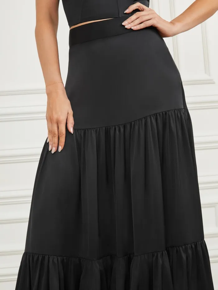 GUESS Bottoms Susanne Satin Maxi Skirt Black 8211 Women