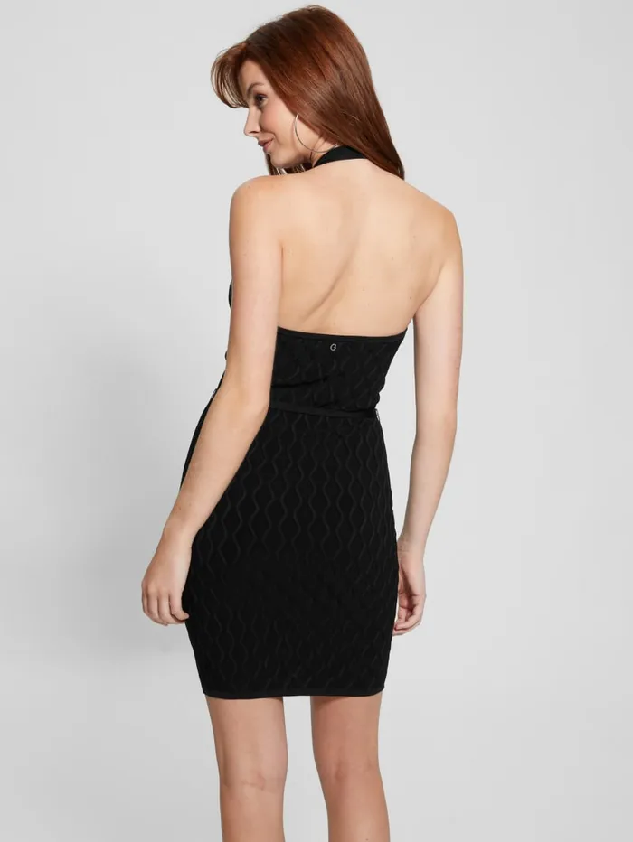 GUESS Dresses and Jumpsuits Lucia Belted Wavy Sweater Dress Black 8211 Women