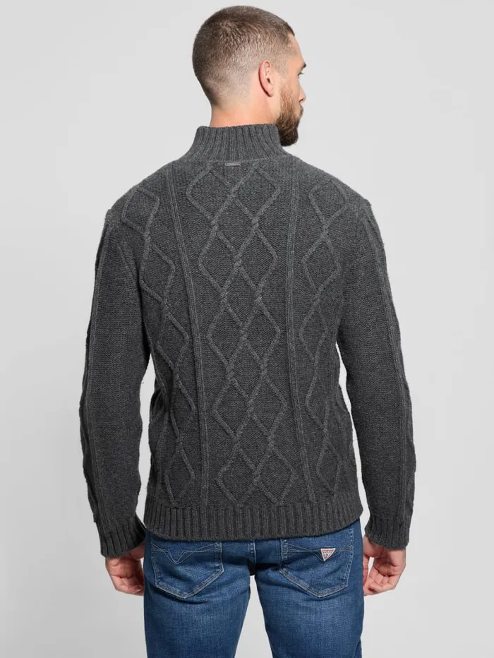 GUESS Gifts For Him Diamond CableKnit HalfZip Sweater White 8211 Men