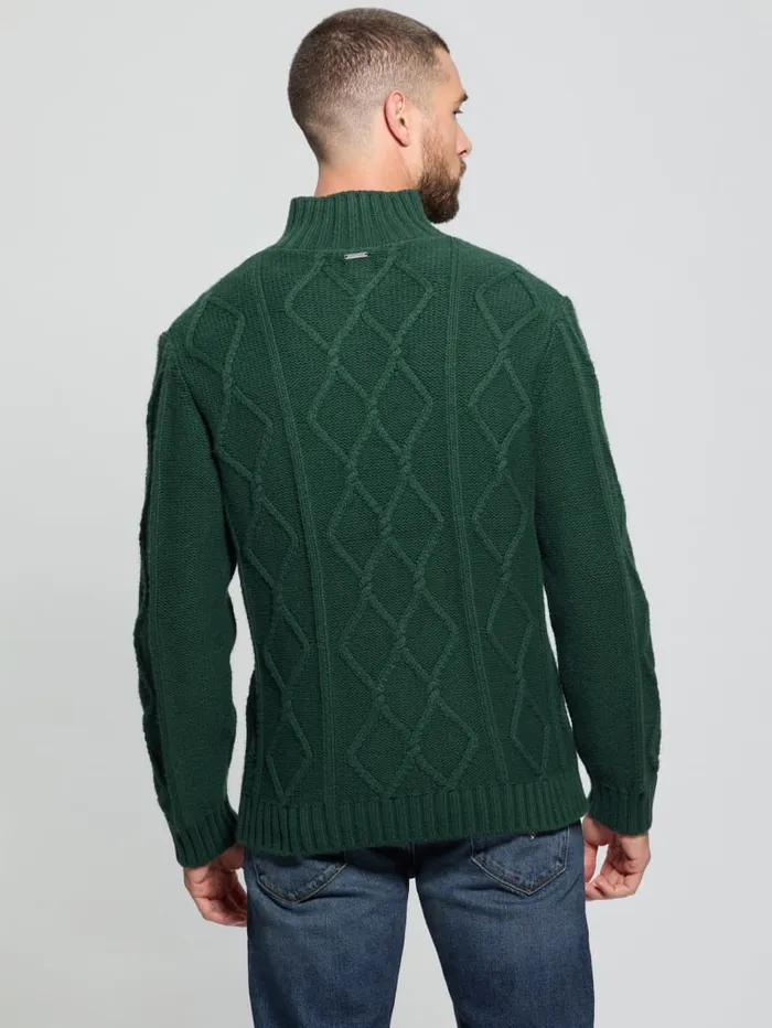 GUESS Gifts For Him Diamond CableKnit HalfZip Sweater White 8211 Men