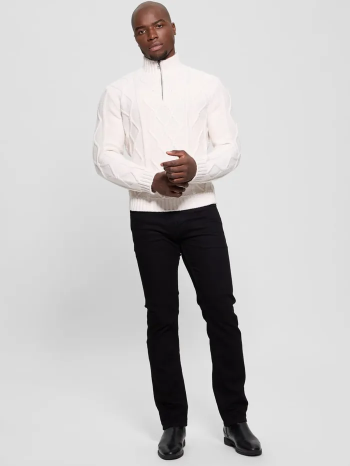GUESS Gifts For Him Diamond CableKnit HalfZip Sweater White 8211 Men