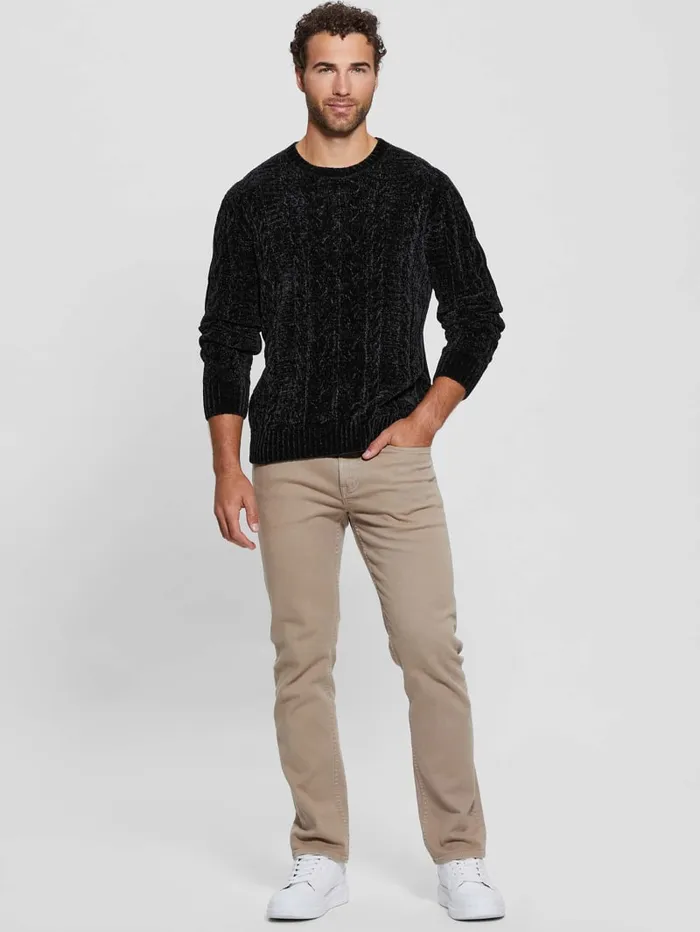 GUESS Guess Eco Eco Egidio CableKnit Chenille Sweater Black 8211 Men