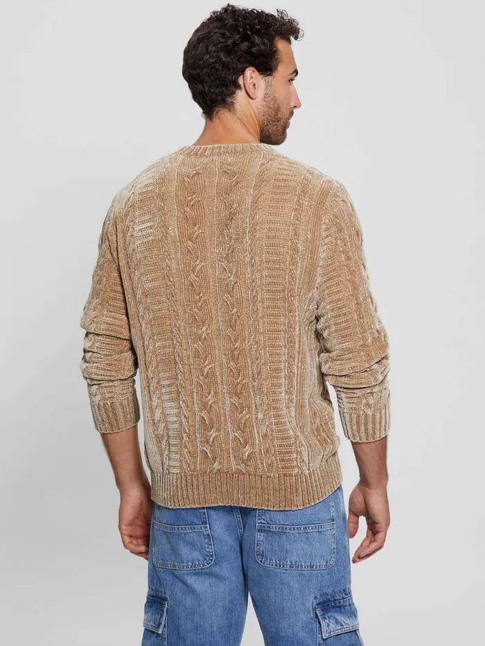 GUESS Guess Eco Eco Egidio CableKnit Chenille Sweater Black 8211 Men