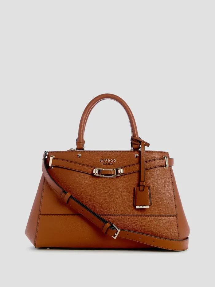 GUESS Handbags Silvye Luxury Satchel Brown 8211 Women