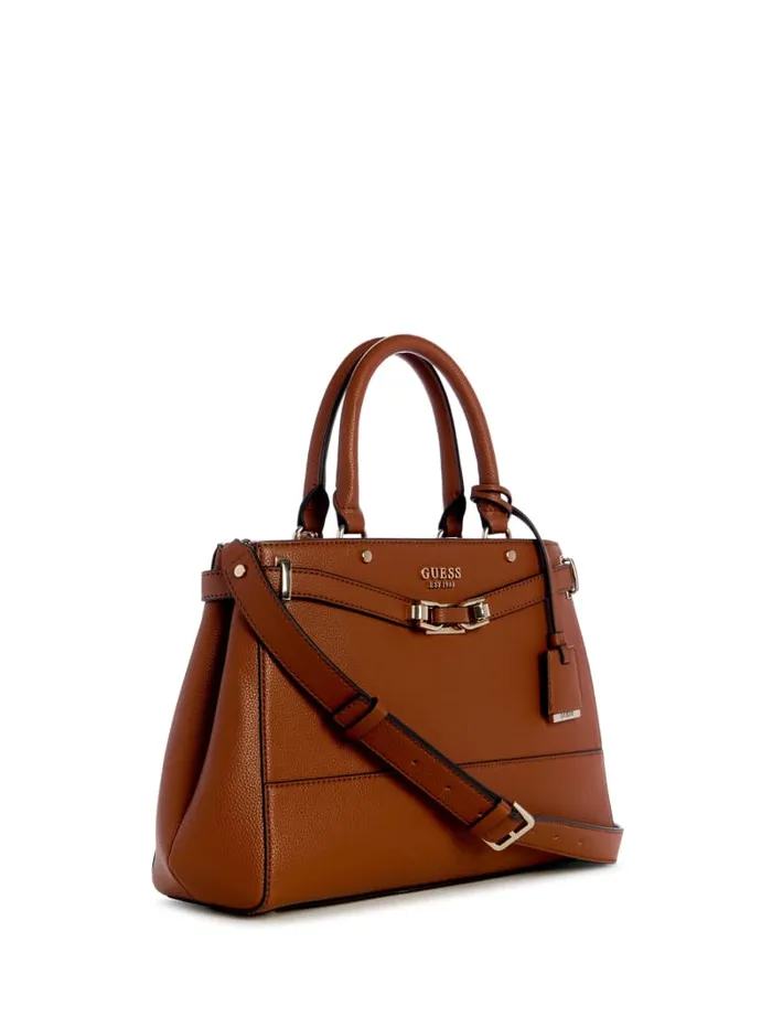 GUESS Handbags Silvye Luxury Satchel Brown 8211 Women