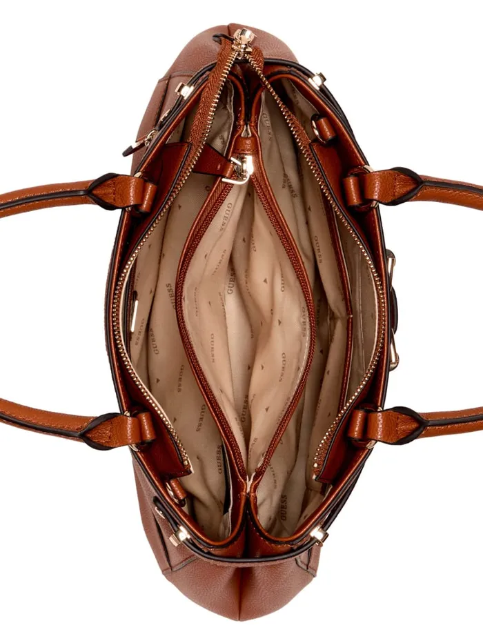 GUESS Handbags Silvye Luxury Satchel Brown 8211 Women