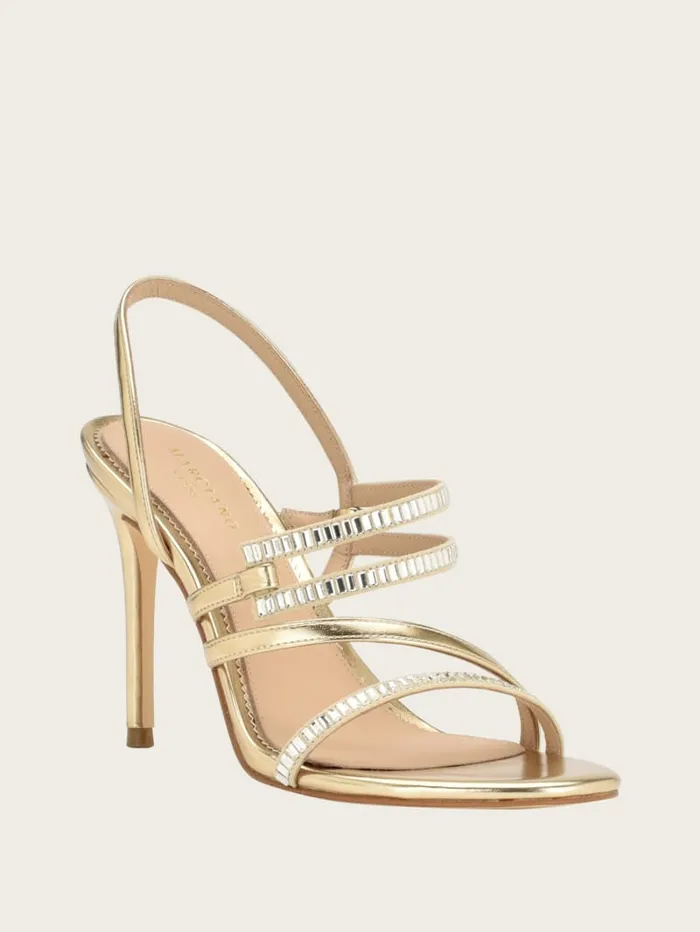 GUESS Heels Kaden Crystal Strappy Heel Gold 8211 Unisex