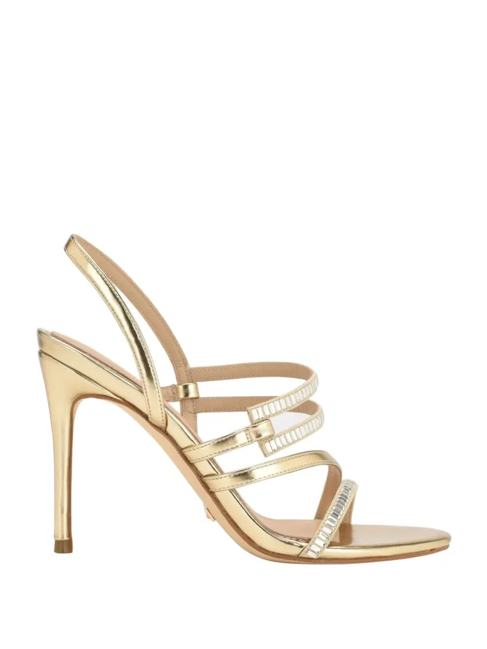 GUESS Heels Kaden Crystal Strappy Heel Gold 8211 Unisex