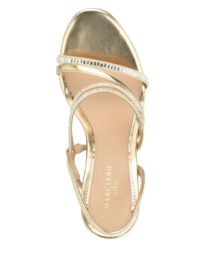 GUESS Heels Kaden Crystal Strappy Heel Gold 8211 Unisex