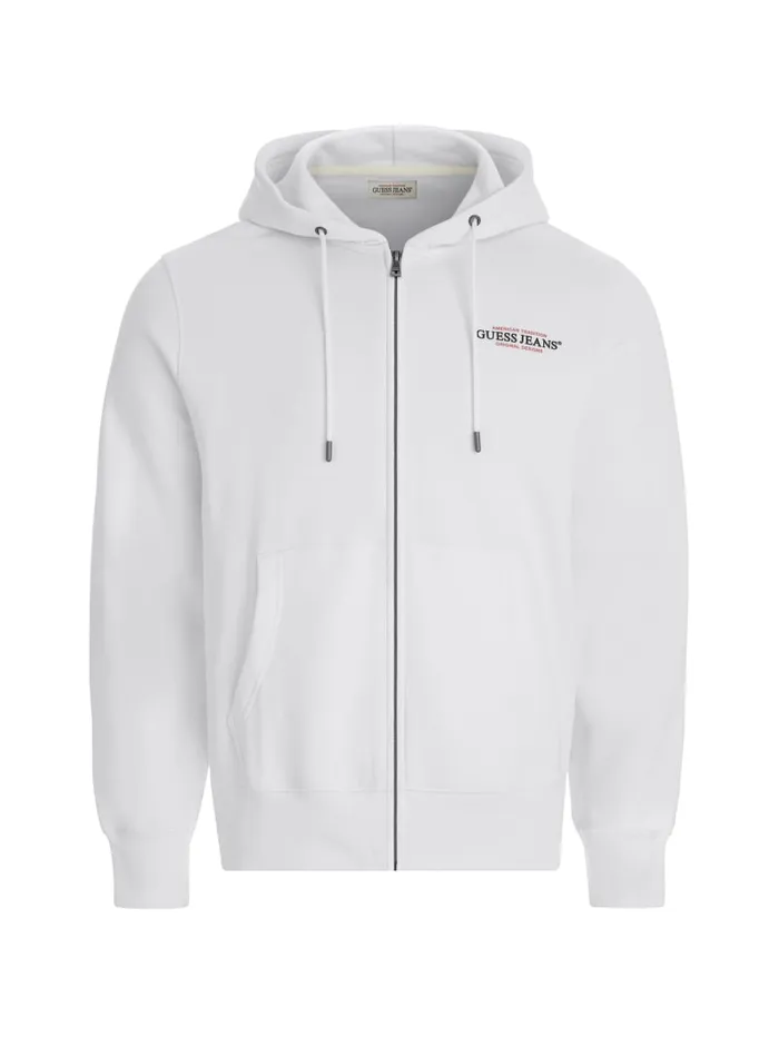 GUESS Hoodies and Sweaters American Tradition ZipUp Hoodie White 8211 Men