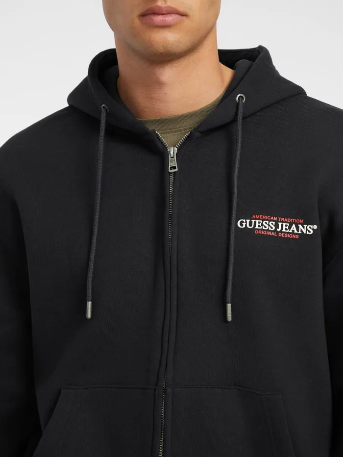 GUESS Hoodies and Sweaters American Tradition ZipUp Hoodie White 8211 Men