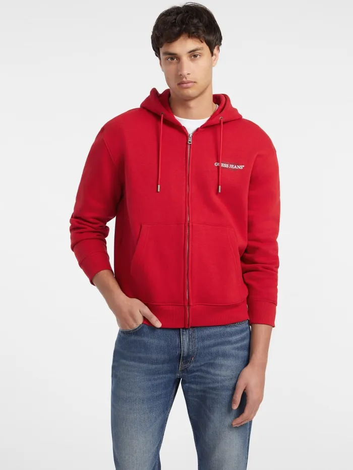 GUESS Hoodies and Sweaters American Tradition ZipUp Hoodie White 8211 Men