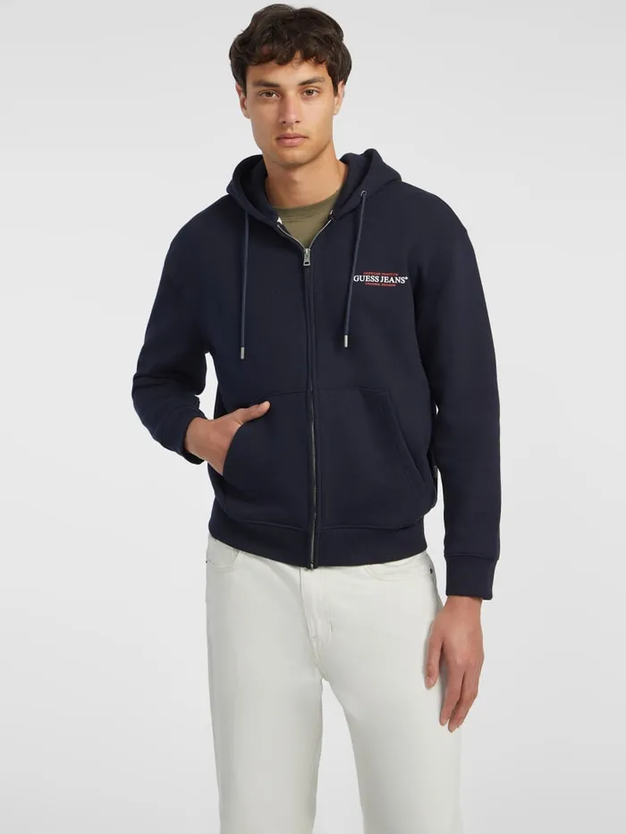 GUESS Hoodies and Sweaters American Tradition ZipUp Hoodie White 8211 Men