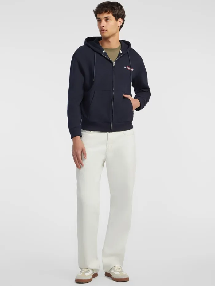 GUESS Hoodies and Sweaters American Tradition ZipUp Hoodie White 8211 Men